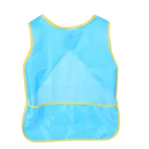 Tablier de peinture imperméable sans manches pour enfants avec bordure jaune vive
