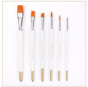 Set de 6 pinceaux d'artiste en nylon pour peinture acrylique aquarelle outils d'art.