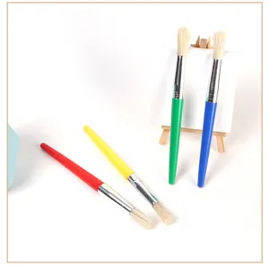 4 pieces colorful plastic handle paintbrushes set, ideal for acrylic and watercolor art.