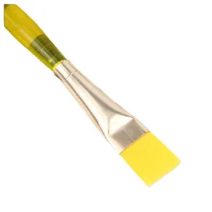Professioneller flacher Kunstmalpinsel mit gelbem transparentem Griff zum Malen und Basteln.