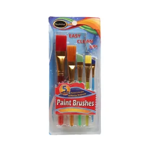 5-teiliges Pinselset in Blisterverpackung, ideal für Aquarell, Acryl und Posterfarben.