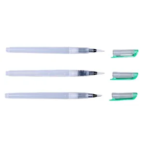 3-pack refillable water brush pens with green caps for watercolor painting and calligraphy