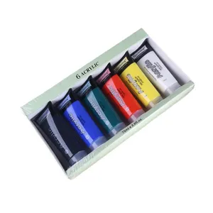 Keepsmiling 6 colors acrylic paint set 75ml tubes for DIY art painting and canvas drawing.