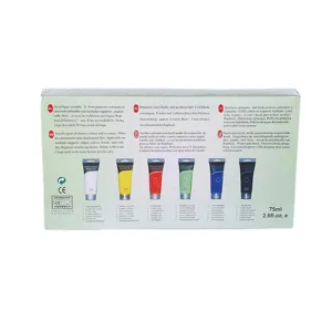 Keepsmiling 6 colors 75ml acrylic paint set for artist canvas DIY painting crafts art supplies.