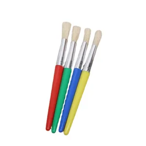 Set of 4 colorful plastic handle paint brushes for gouache watercolor acrylic painting art supplies