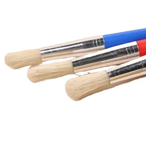 Professional artist paint brushes set with plastic handles for watercolor, acrylic, gouache.