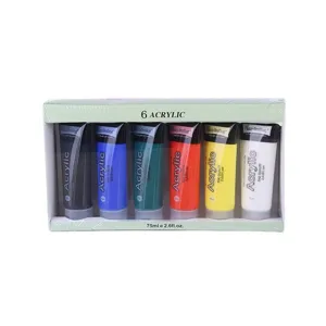 Keep Smiling 6-Color 75ml Acrylic Paint Set, vibrant colors for art painting and DIY crafts.