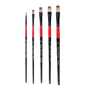 5-teiliges Nylon-Pinsel-Set mit schwarz-roten Stielen fuer Acryl- und Oelmalerei