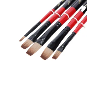 Nylon Pinsel Set 5 Stueck flaache Kuenstler Pinsel fuer Acryl und Oelmalerei Malpinsel.