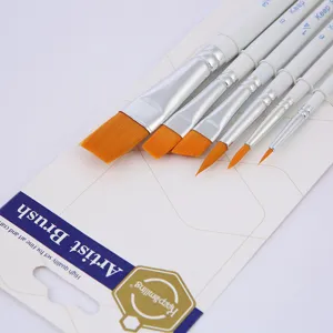 6-piece artist paintbrush set with various brush tips, ideal for watercolor and acrylic painting.