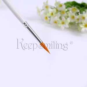 Fine detail paintbrush for watercolor and acrylic painting, soft brush with white handle.