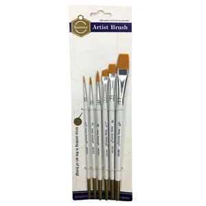 6 Pieces Professional Artist Paintbrush Set with Card Packaging for Watercolor Acrylic