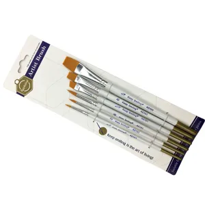 6-piece artist paint brush set for watercolor and acrylic painting with card packaging