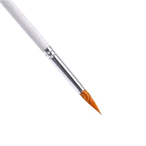 Fine detail paintbrush with white handle for watercolor, acrylic, and miniature painting.
