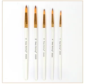 5-Piece Nylon Paintbrush Set Pearlescent White Wooden Handle Watercolor Art Brushes