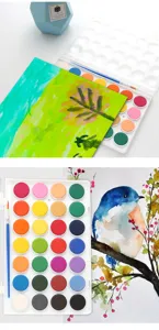 Feste Aquarellfarben Set 28 Farben mit Pinsel und Kunstmalerei Display für Künstler