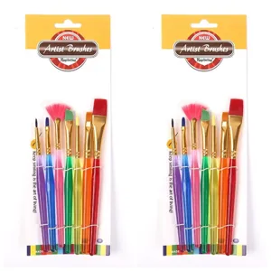 Children DIY Graffiti Paint Brushes Plastic Handle Nylon Hair Assorted Tip Shapes Art Painting Drawing Tools