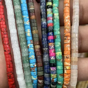 2x4mm cylinder tube beads gemstone heishi spacer loose beads for DIY jewelry making craft.