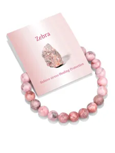 Rosa Edelstein Perlenarmband mit Displaykarte, natürlicher Kristall elastischer Schmuck.