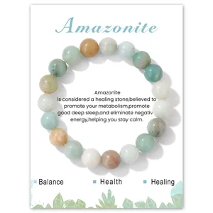 Natural Stone Crystal Beaded Bracelet 10mm Round Gemstone Elastic Bracelets Healing Energy Jewelry For Women Men Gift