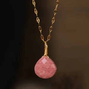 Collar con colgante de gota de agua de cristal natural para mujer, joyería elegante de cadena de oro.