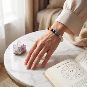 Pulsera de piedras preciosas coloridas con cuentas de cristal natural para regalos.