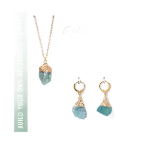 Set collana e orecchini con ciondolo in cristallo di pietra naturale gioielli donna