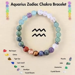 Pulsera Zodiaco Acuario Chakra Piedras Naturales Cuentas Cristal Sanación Regalo Joyería