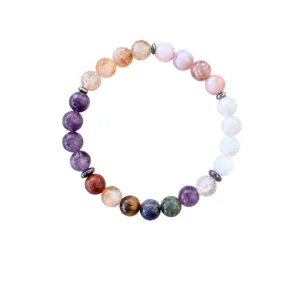 Pulsera de cuentas de piedra preciosa de cristal natural colorido para hombres y mujeres