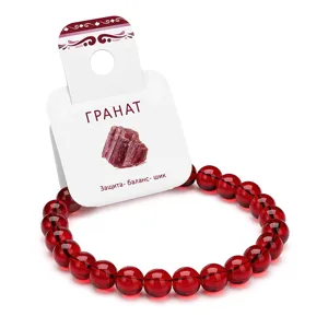 Red crystal bead bracelet detailed view, elegant red gemstone stretch bracelet for women.