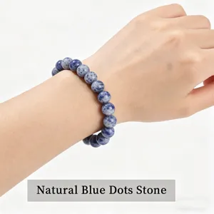 Bracelet de perles en pierre à points bleus naturels élégant bijoux en pierres précieuses