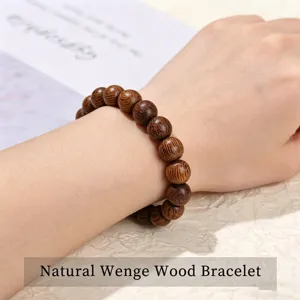 Bracelet en Perles de Bois de Wenge Naturel Bijou de Meditation Yoga pour Homme Femme