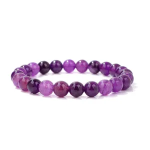 Bracciale di Perle in Agata Striata Viola Unisex Gemma Cristallo Gioiello Amicizia Regalo