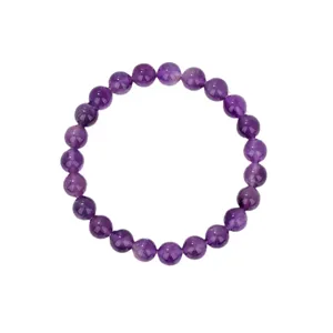 Natürlicher lila Kristall Perlen elastisches Armband 8mm runder Edelstein Schmuck für Damen