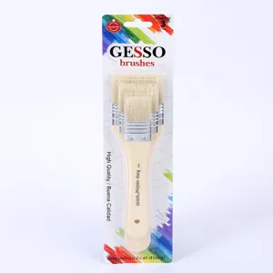 Ensemble de pinceaux gesso acrylique 3 pcs pinceaux en soies avec manche en bois art.