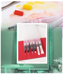 Gedetailleerd overzicht van de navulbare waterbrush pens set voor aquarel en tekenen.