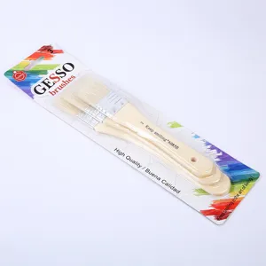 Ensemble de 3 pinceaux de gesso en poils avec manche en bois pour peinture à l'huile acrylique