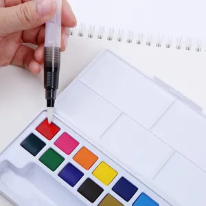 Solid watercolor paint set with water brush pen for beginners kids painting art supplies