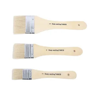 Ensemble de 3 pinceaux brosses plates en soie de porc pour peinture acrylique bois