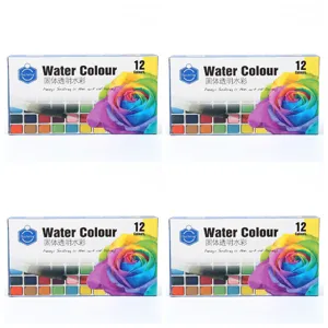Solid Watercolor Paint Set Portable Watercolor Cakes Water Brush Pen Beginner Kids Drawing Art Supplies