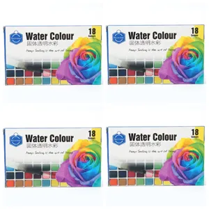 18 Colors Solid Watercolor Paint Set with Water Brush Portable Student Painting Art Supplies