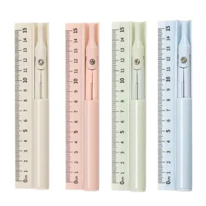3-in-1 Schüler Faltkompass Lineal 15cm Kunststoff Schreibwaren multifunktionales Zeichenwerkzeug