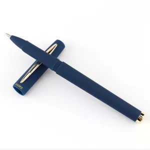 Baoke 1828 frosted gel pen in dark blue with gold clip for smooth business office writing.