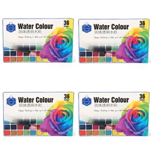 Professional 36 Colors Solid Watercolor Paint Set with Brush for Beginners and Kids Art