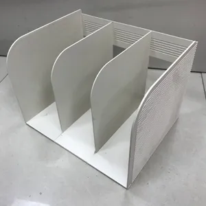 White Plastic Desktop Bookend Three-Grid File Holder Document Organizer Office Desk Storage Rack Book Stand Shelf