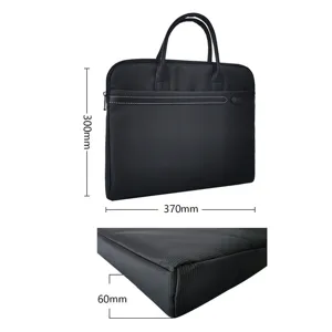 Schwarze Business Laptoptasche mit doppelten Griffen und Maßen 370x300x60mm für Arbeit.