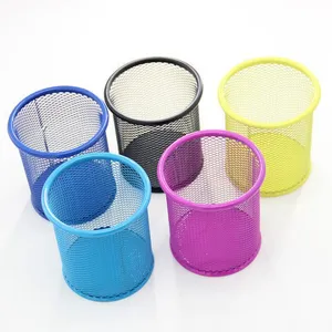 Metal mesh pen holder desk organizer multi-color pencil cup storage container for office school