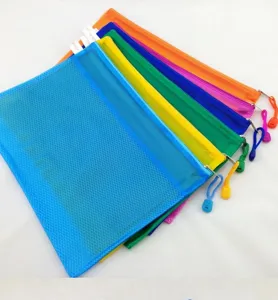 A4 Mesh Zipper Document Bag Colorful Storage File Folder Waterproof Clear Pouch Sets