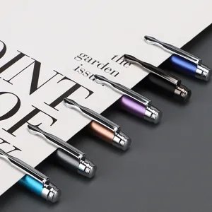 Metal click gel pen set for office and business signing, smooth writing stationery supply.