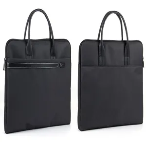 Schwarze Business Dokumententasche Laptoptasche mit Fronttasche und Doppelgriffen.